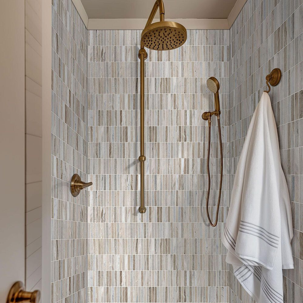 MS International Ravello 5/8" x 4" Rectangle on 12" x 12" Polished Marble Mosaic Sheet, , large