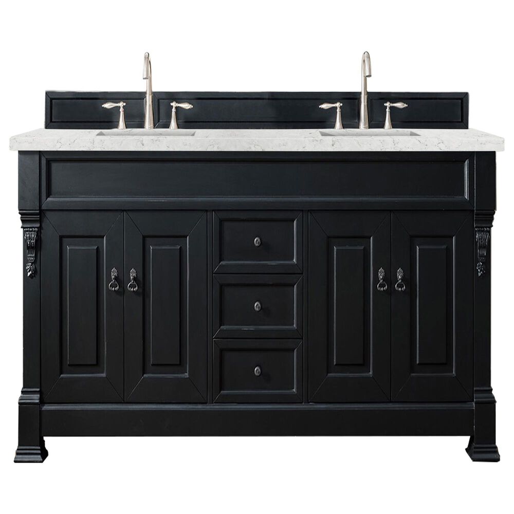 James Martin Vanities Brookfield 72" Double Bathroom Vanity in Antique Black with 3 cm Eternal Jasmine Pearl Quartz Top and Rectangle Sinks, , large