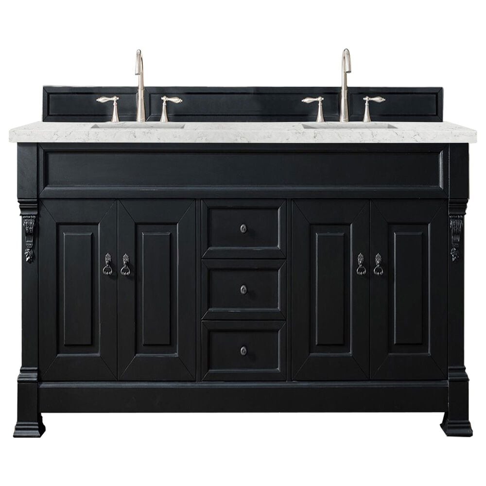 James Martin Vanities Brookfield 72" Double Bathroom Vanity in Antique Black with 3 cm Eternal Jasmine Pearl Quartz Top and Rectangle Sinks, , large