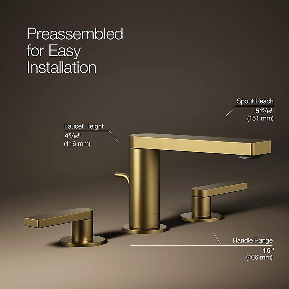 Kohler Composed Widespread Bathroom Sink Faucet in Vibrant Brushed Moderne Brass, , large