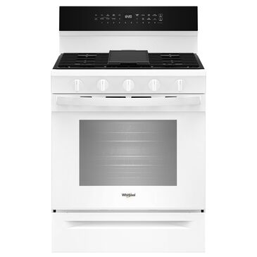 Whirlpool 5.3 Cu. Ft. Freestanding Smart Gas Range with Air Cooking Technology in White, , large