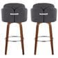LumiSource Dahlia Swivel Bar Stool with Grey Upholstery in Walnut and Chrome (Set of 2), , large