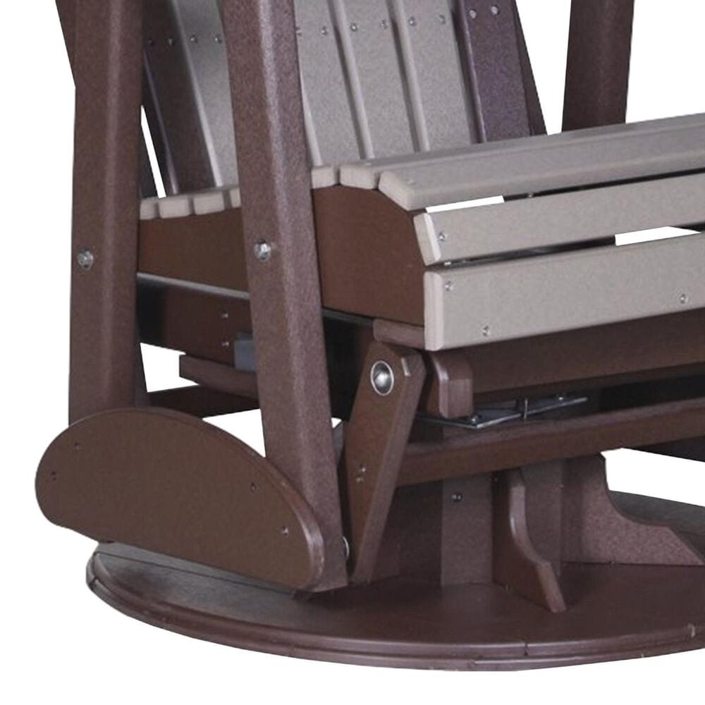 Amish Orchard 2&#39; Adirondack Outdoor Swivel Glider Chair in Weatherwood and Chestnut, , large