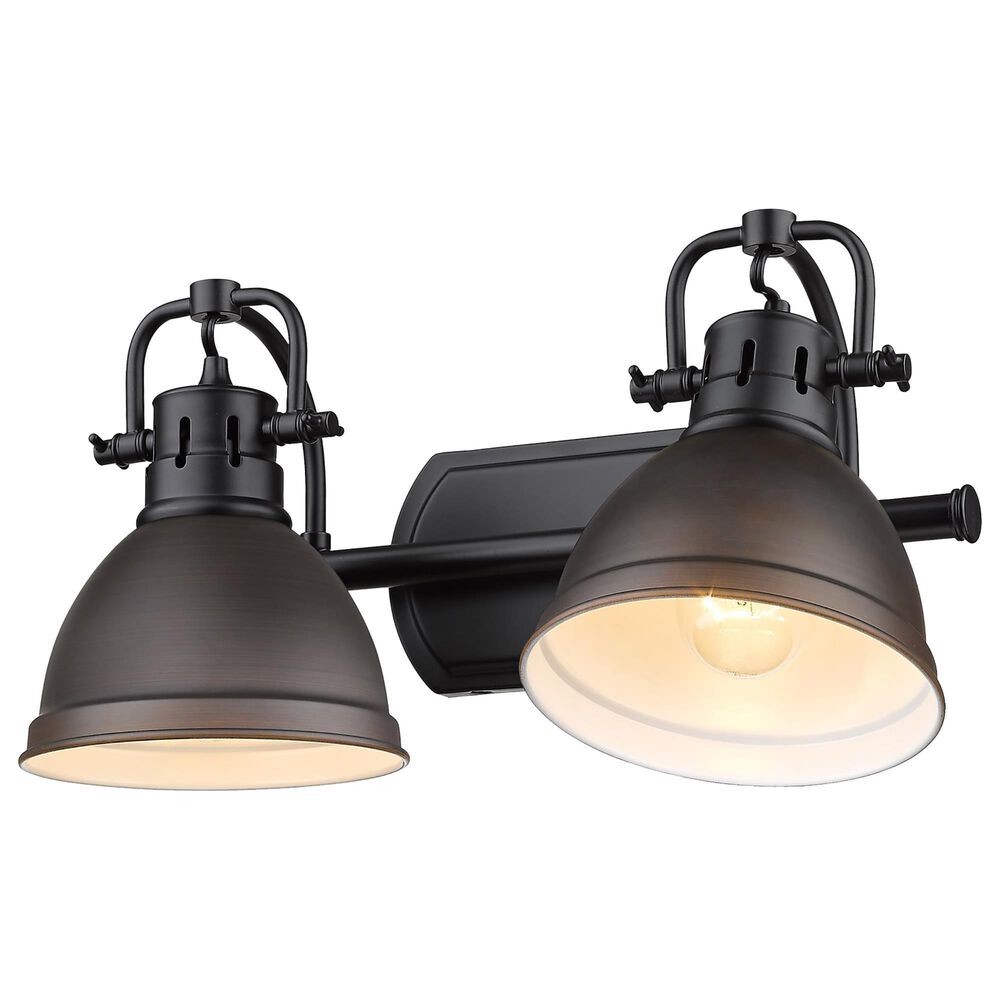 Golden Lighting Duncan 2-Light Bath Vanity in Matte Black and Rusted Bronze, , large