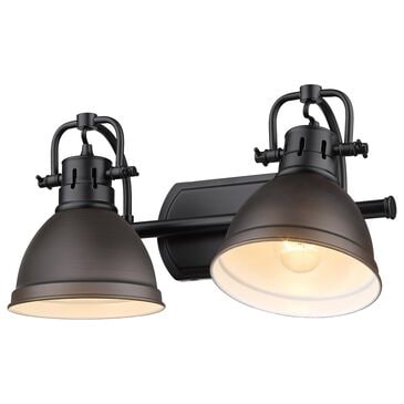 Golden Lighting Duncan 2-Light Bath Vanity in Matte Black and Rusted Bronze, , large