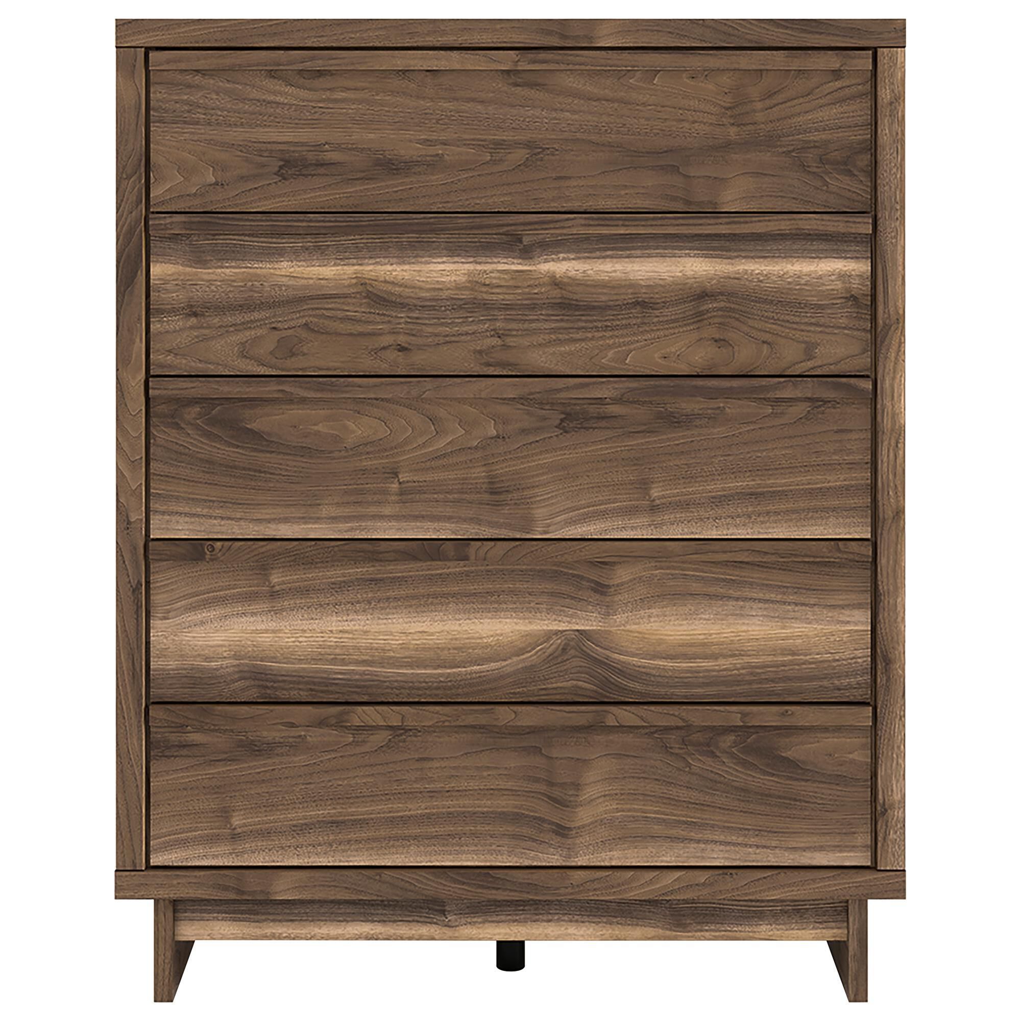 Ashley Chirason 5-Drawer Wide Chest in Warm Natural Brown