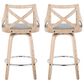 LumiSource Charlotte Swivel Counter Stool with Light Grey Fabric Upholstery in Whitewashed and Chrome (Set of 2), , large