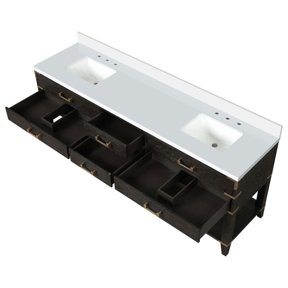 Lexora Home Norwalk 84&quot; Double Bathroom Vanity in Black Oak with White Cultured Marble Top  and Rectangle Sink, , large