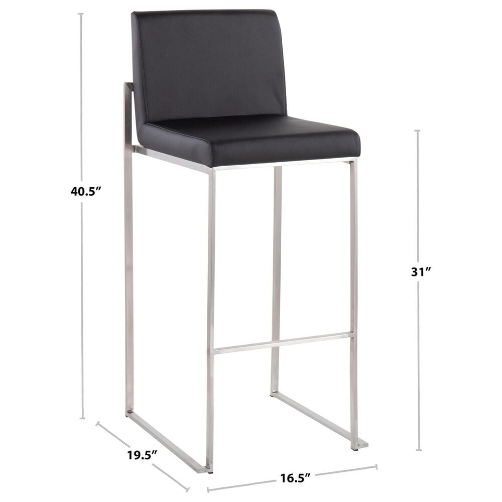 Lumisource Fuji Stackable Barstool with Black Velvet Cushion in Black &#40;Set of 2&#41;, , large
