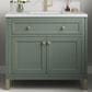 James Martin Vanities Chicago 36" Single Bathroom Vanity in Smokey Celadon with Single Hole 3 cm White Zeus Quartz Top and Rectangular Sink, , large