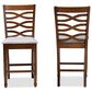 Baxton Studio Lanier Counter Height Pub Chair with Grey Cushion in Walnut (Set of 2), , large