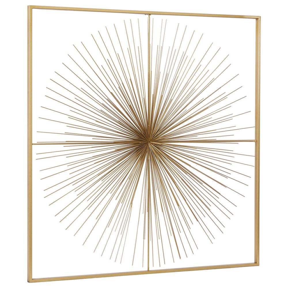 CosmoLiving by Cosmopolitan 36&quot; Square Modern Wall Decor with Starburst Center in Gold, , large