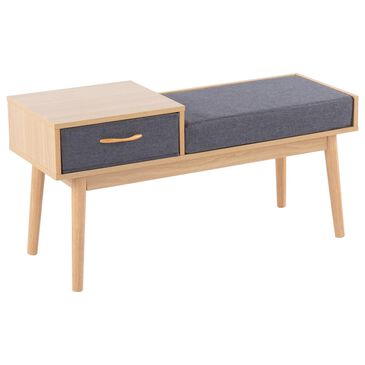 Lumisource Telephone Bench in Grey/Natural, , large