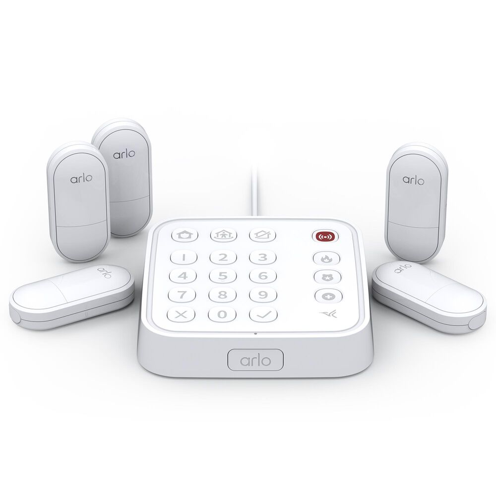Arlo 6-Piece Home Security System with Wired Keypad Sensor Hub, 8-In-1 Sensors, and Yard Sign in White, , large