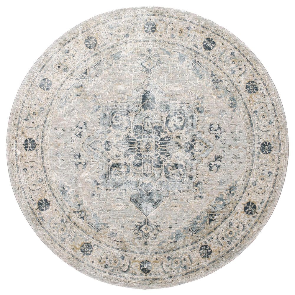 Surya Brunswick 6"7" Round Dusty Sage, Taupe, Light Gray, White, Pale Blue, Olive, Teal and Light Sage Area Rug, , large