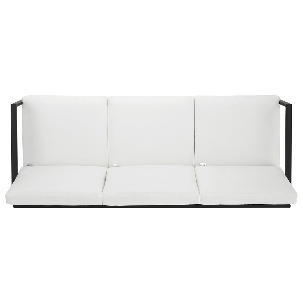 Linon Home Decor Holland Outdoor Sofa with White Cushions in Black, , large