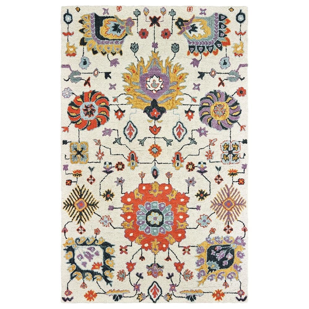 Oriental Weavers Zahra 75502 10" x 13" Ivory and Orange Area Rug, , large