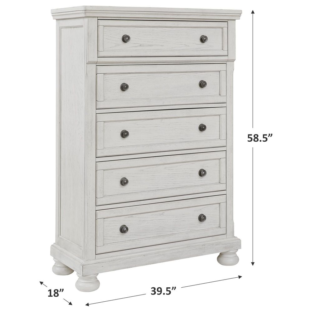 Ashley Robbinsdale 5 Drawer Double Knob Chest in Antique White, , large