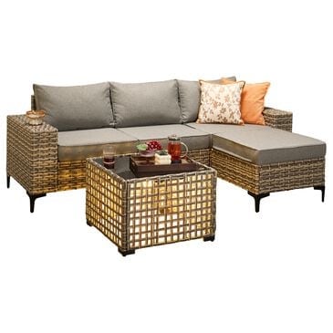 HOMLUX 5-Piece Modular Rattan Outdoor Patio Furniture Set in Dark Gray, , large