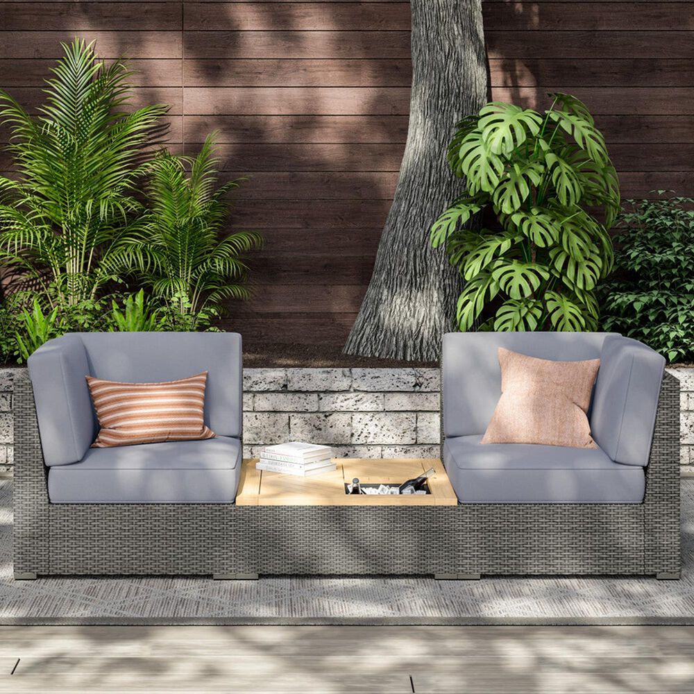 Homestyles Boca Raton 3-Piece Patio Set in Brown and Gray, , large