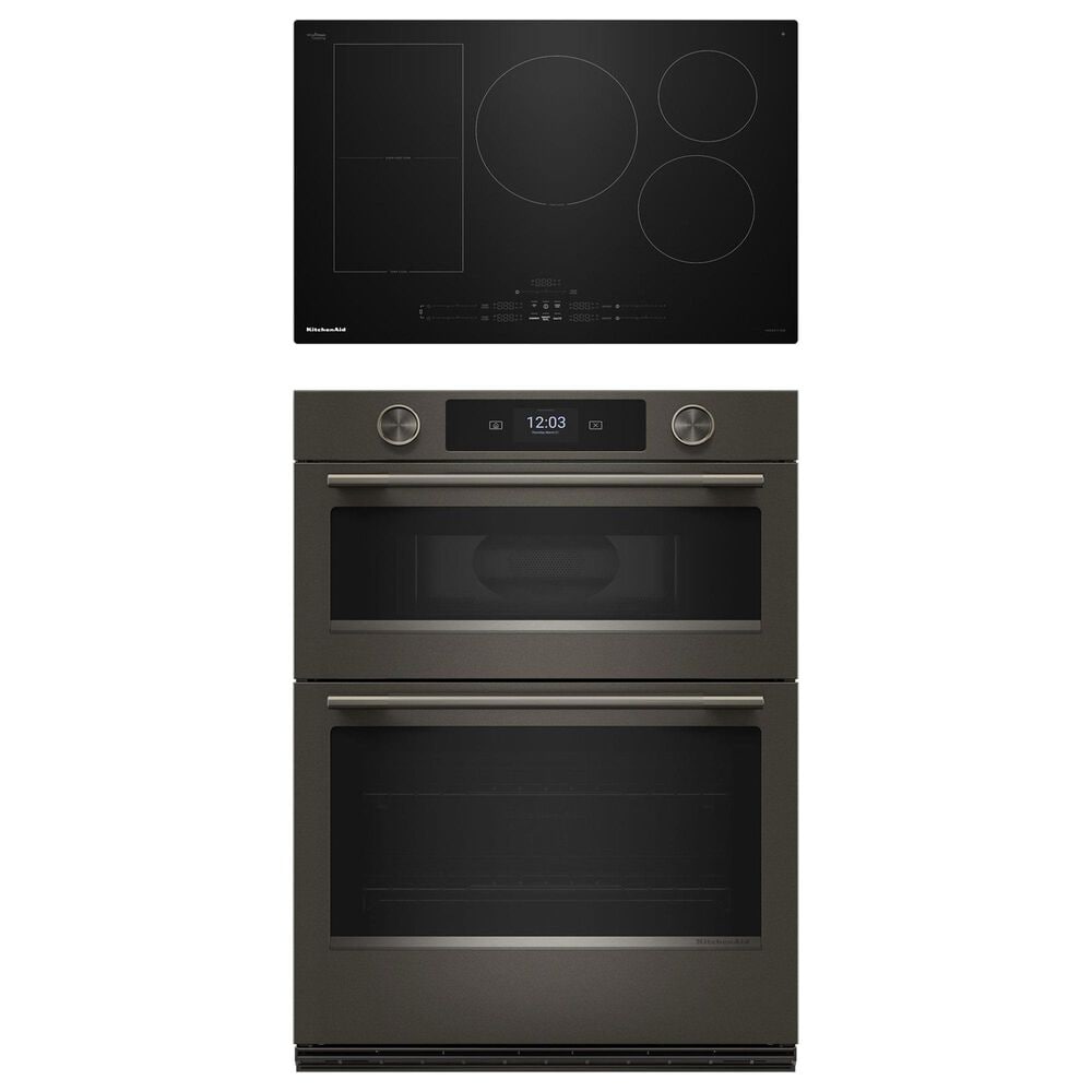 KitchenAid 2-Piece Kitchen Package with Black Ore 30" Smart Combination Wall Oven and Black 30" Induction Cooktop, , large