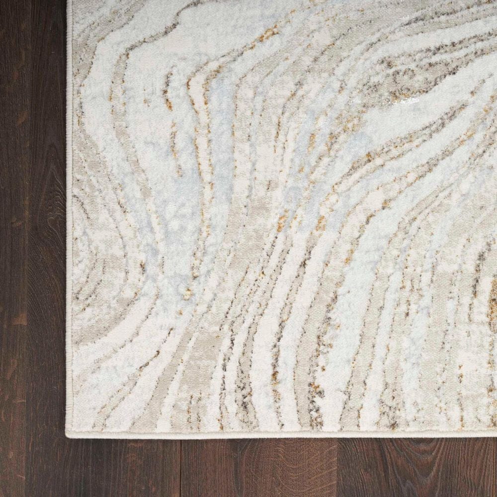 Nourison Glitz GLZ22 Grey and Gold 2&#39;3&quot; x 7&#39;6&quot; Runner, , large