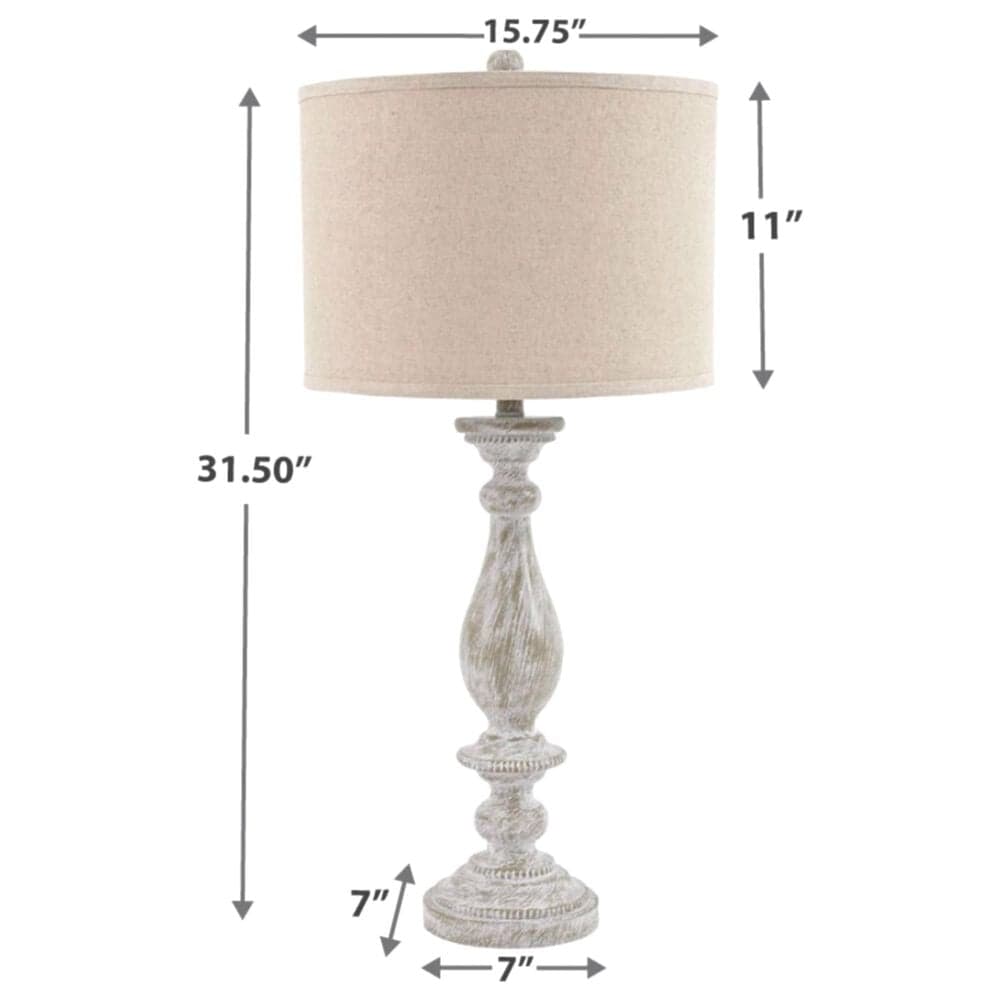 Ashley Bernadate Poly Table Lamp In Whitewash &#40;Set Of 2&#41;, , large