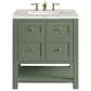 James Martin Vanities Breckenridge 30" Single Bathroom Vanity in Smokey Celadon with 3 cm Victorian Silver Quartz Top and Rectangular Sink, , large