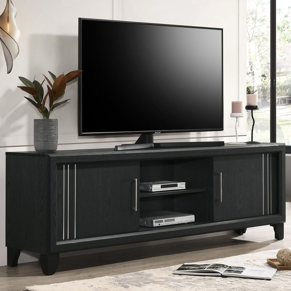 Crown Mark Charlie 71" TV Stand in Charcoal, , large