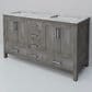 Lexora Home Jacques 60" Double Bathroom Vanity in Distressed Grey with 2 cm White Carrara Marble Top and Rectangular Sinks, , large