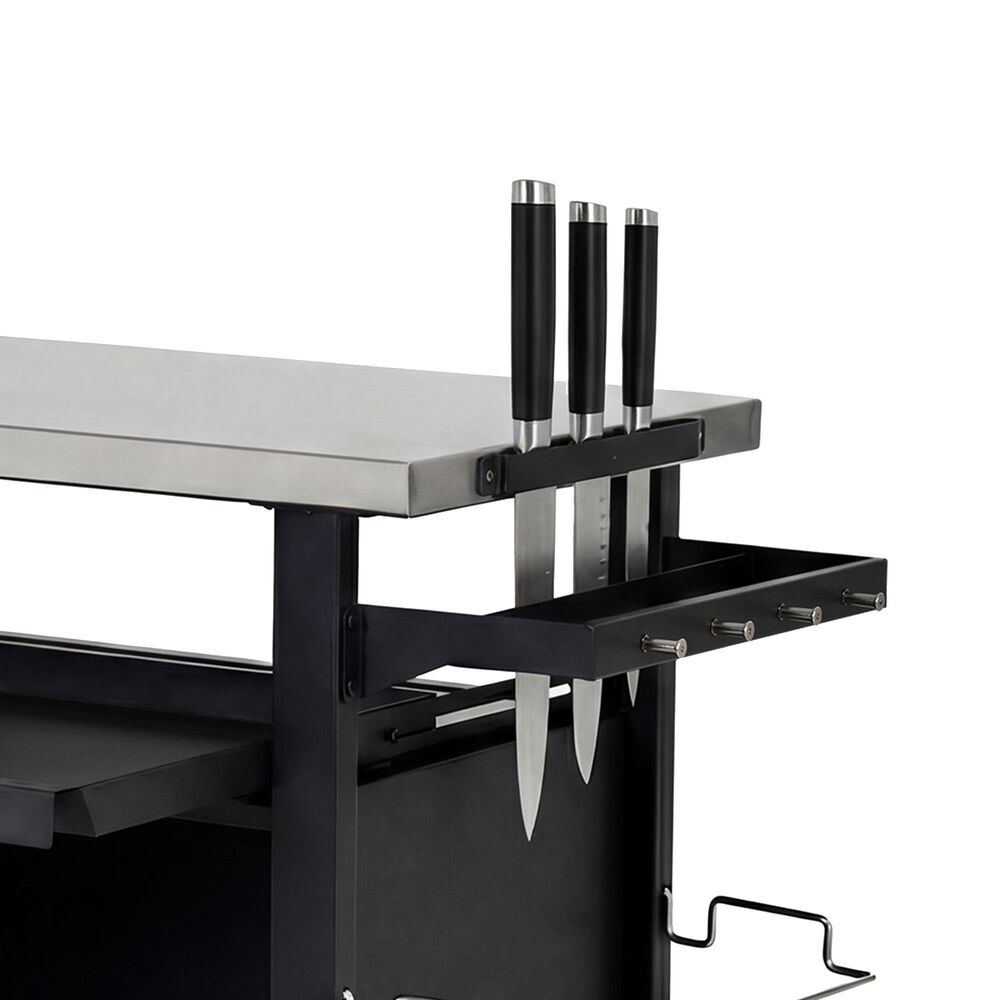HOMLUX 39.5" Outdoor Kitchen Island in Black and Stainless Steel, , large
