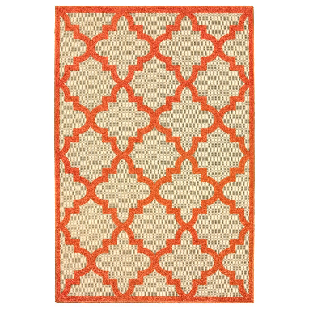 Oriental Weavers Cayman Sand and Orange 9"10" x 12"10" Indoor/Outdoor Area Rug, , large
