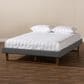 Baxton Studio Liliya Full Platform Bed Frame with Dark Grey Upholstered in Walnut Brown, , large