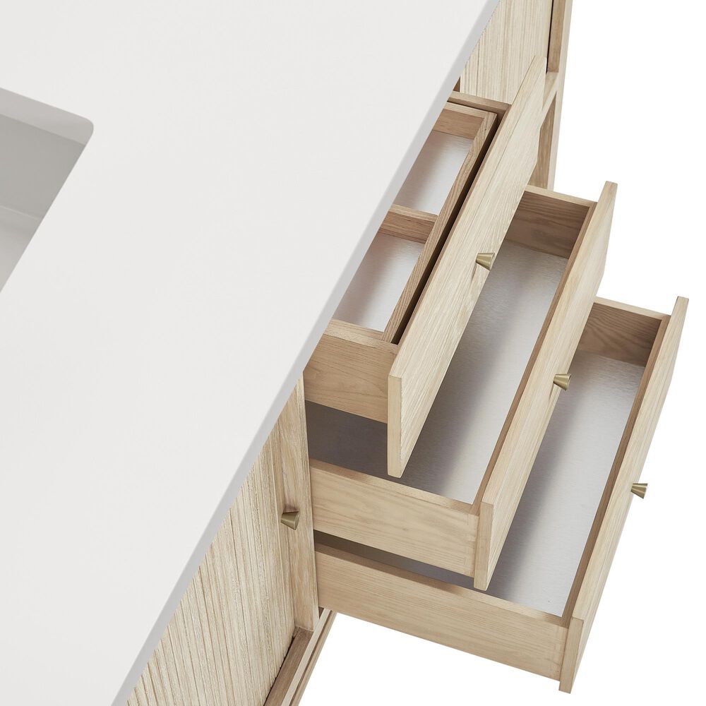James Martin Vanities Marigot Single 72&quot; Double Vanity in Sun-washed Oak with 3 cm Carrara White Marble Top, , large