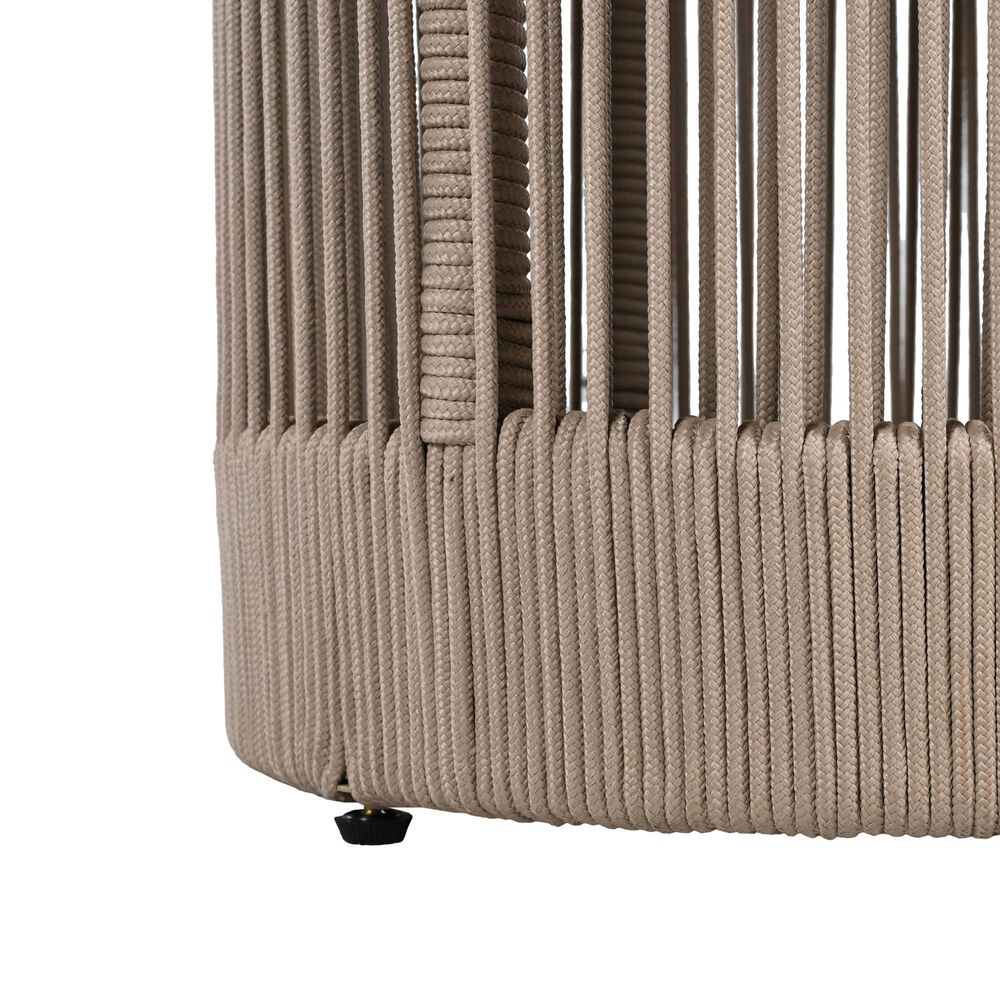 Hearth and Haven 2-Piece Outdoor Coffee Table and Side Table Set with Woven Rope Design in Beige and Teak, , large