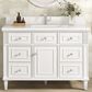 James Martin Vanities Lorelai 48" Single Vanity in Bright White with Single Hole 3 cm White Zeus Quartz Top & Backsplash, , large
