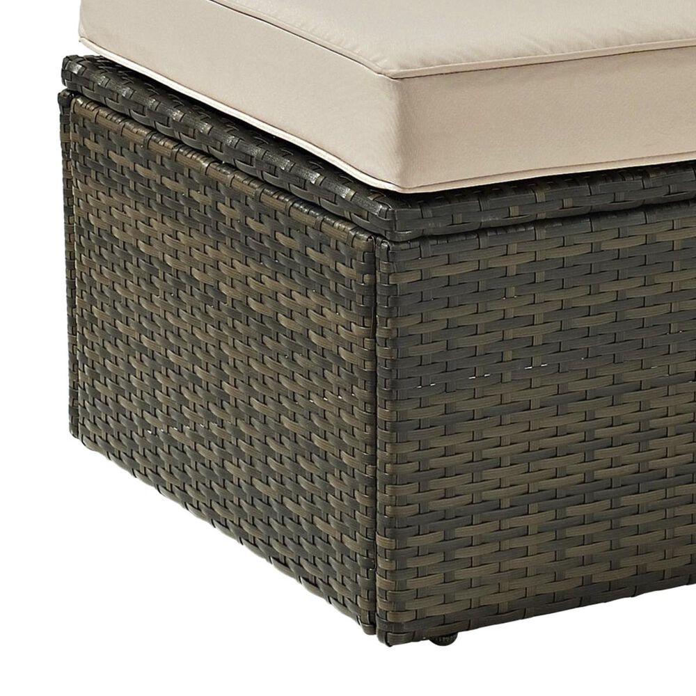 Crosley Furniture Palm Harbor Wicker Ottoman With Sand Cushion, , large
