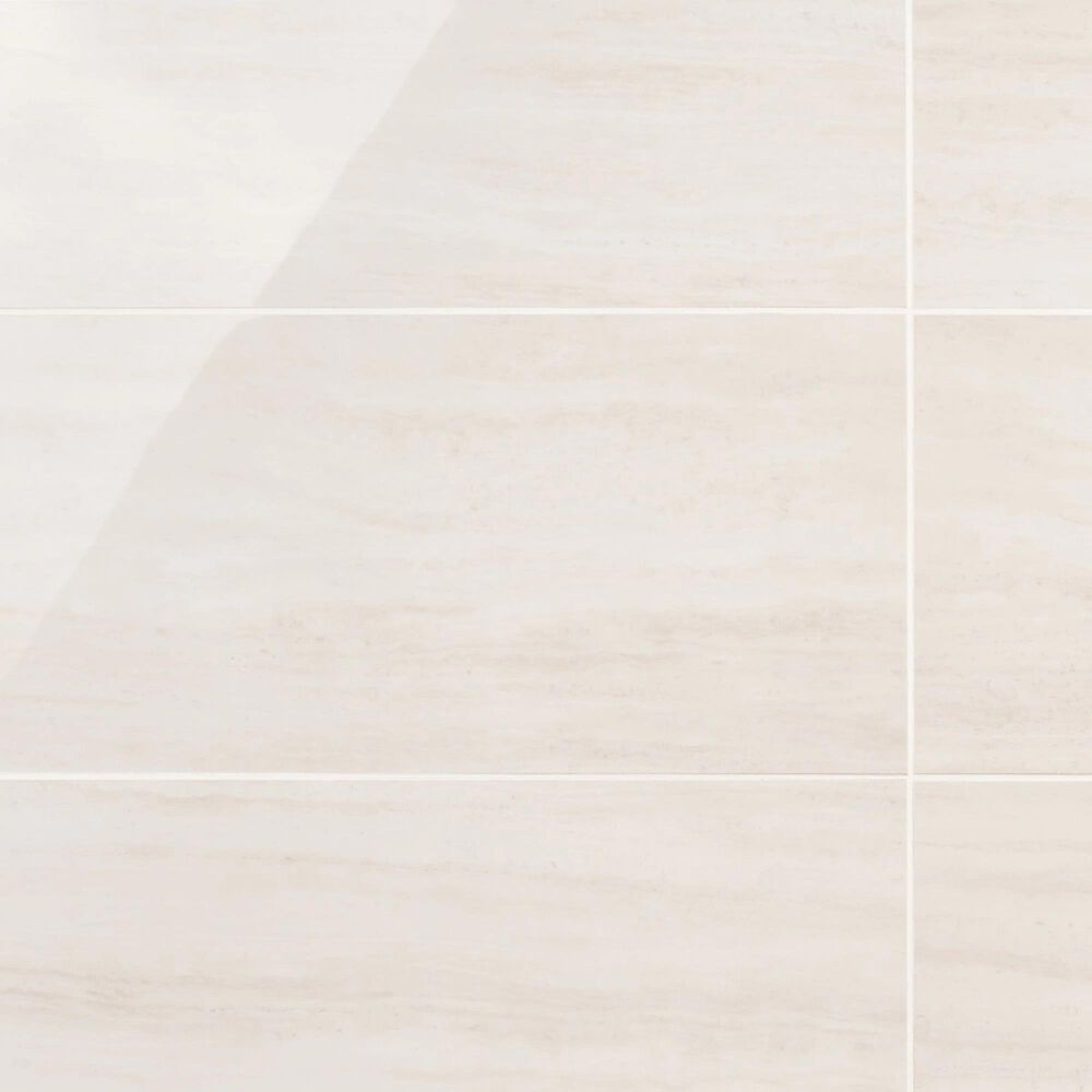 Soho Studio Zenit Bianco White 12" x 24" Travertine Look Polished Porcelain Tile, , large