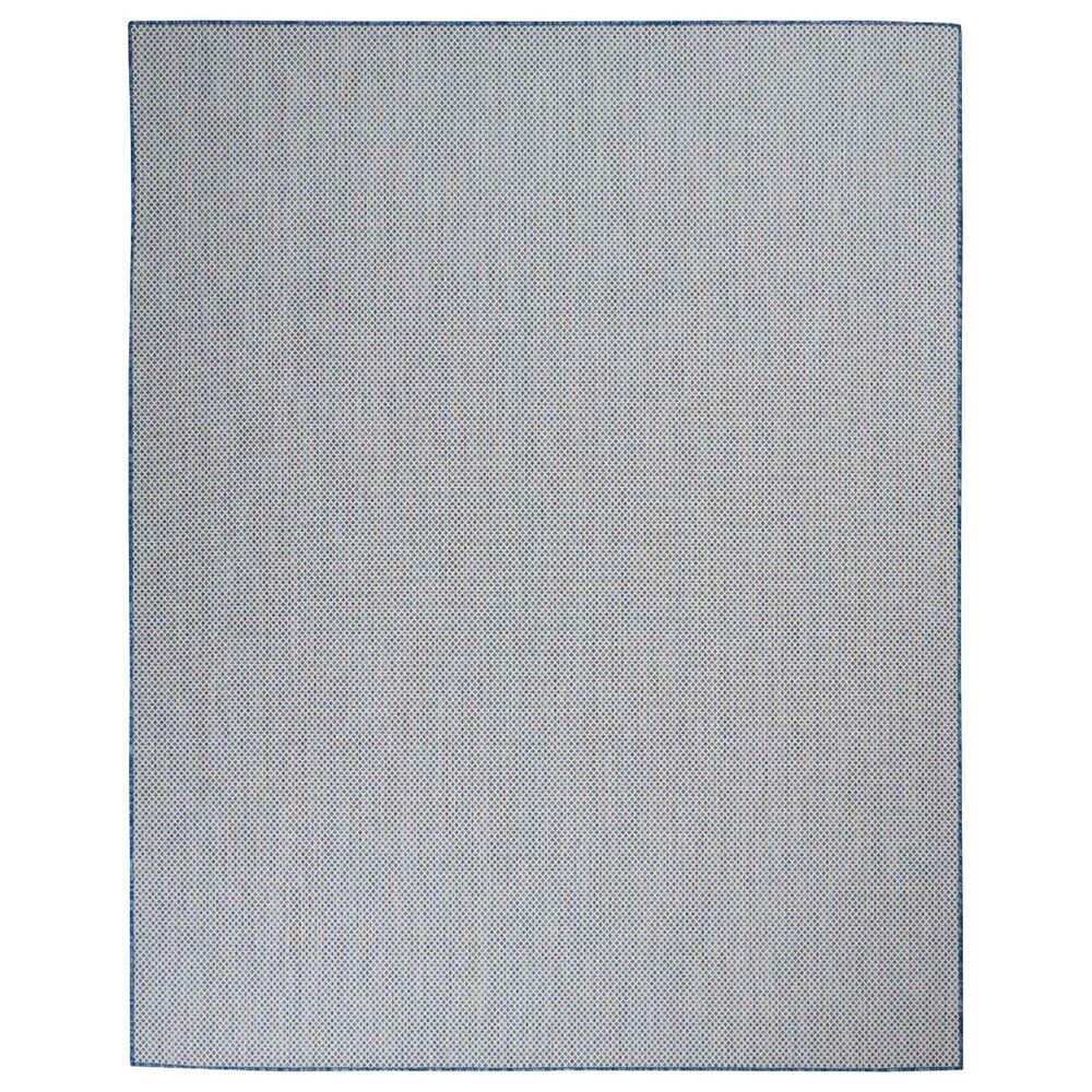 Nourison Courtyard Ivory and Blue 10&#39; x 14&#39; Indoor/Outdoor Area Rug, , large
