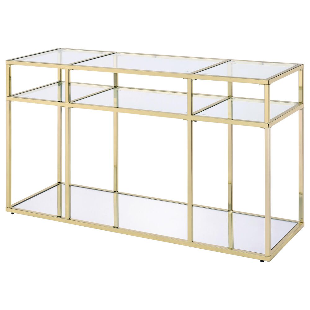 Gunnison Co. Uchenna Sofa Table in Clear Glass and Gold, , large