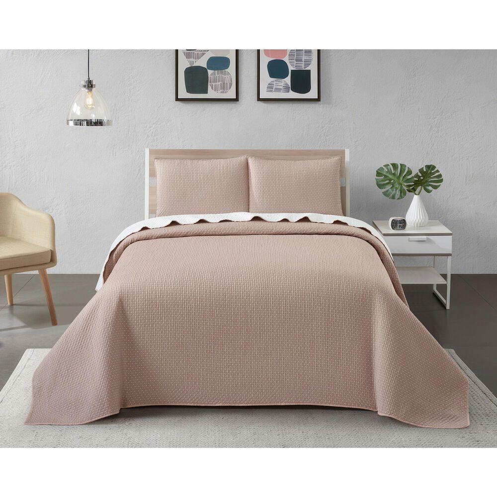 Duke Imports 3-Piece Jacquard Full/Queen Quilt Set in Latte Dots, , large