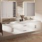 Lexora Home Geneva 80" Double Bathroom Vanity in Glossy White with 2 cm White Cultured Marble Top and Rectangular Sinks, , large