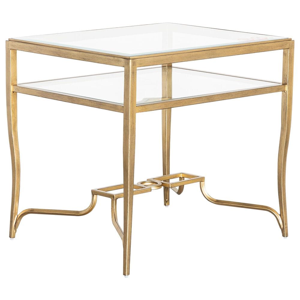 Nicolette Home Lorena End Table in Burnished Brass and Clear, , large