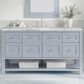 James Martin Vanities Breckenridge 60" Single Bathroom Vanity in Serenity Blue with 3 cm Carrara White Marble Top and Rectangular Sink, , large