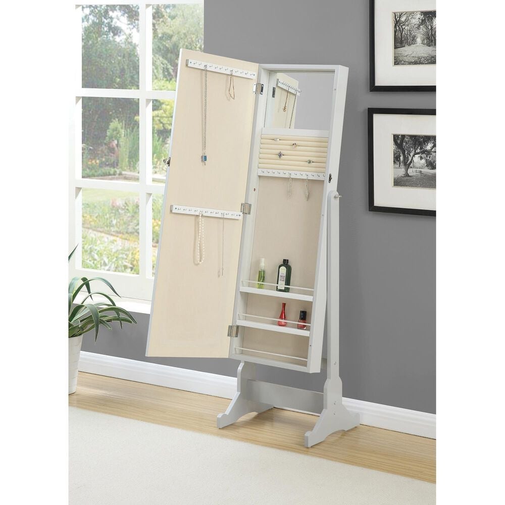 Pacific Landing Storage Jewelry Cheval Mirror in Dove Grey, , large