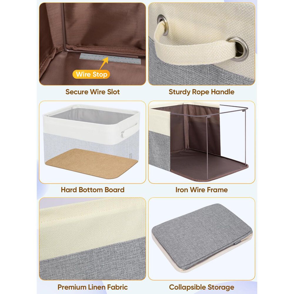 HOMLUX Small Fabric Closet Storage Bin in Grey, , large