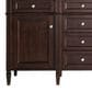 James Martin Vanities Brittany 60" Double Bathroom Vanity in Burnished Mahogany with 3 cm White Zeus Quartz Top and Rectangular Sinks, , large