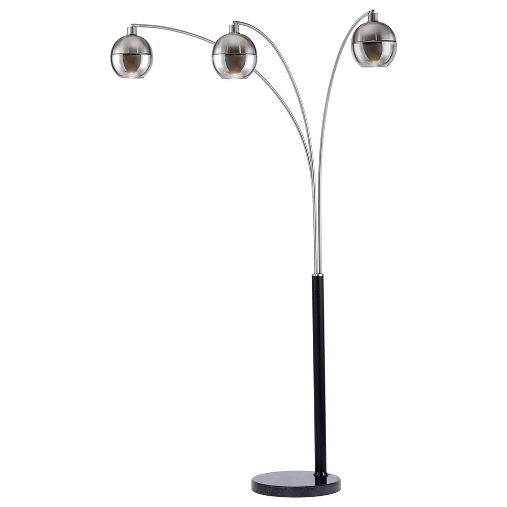 Nova Orson 3-Light Arc Lamp in Matte Black and Brushed Nickel, , large