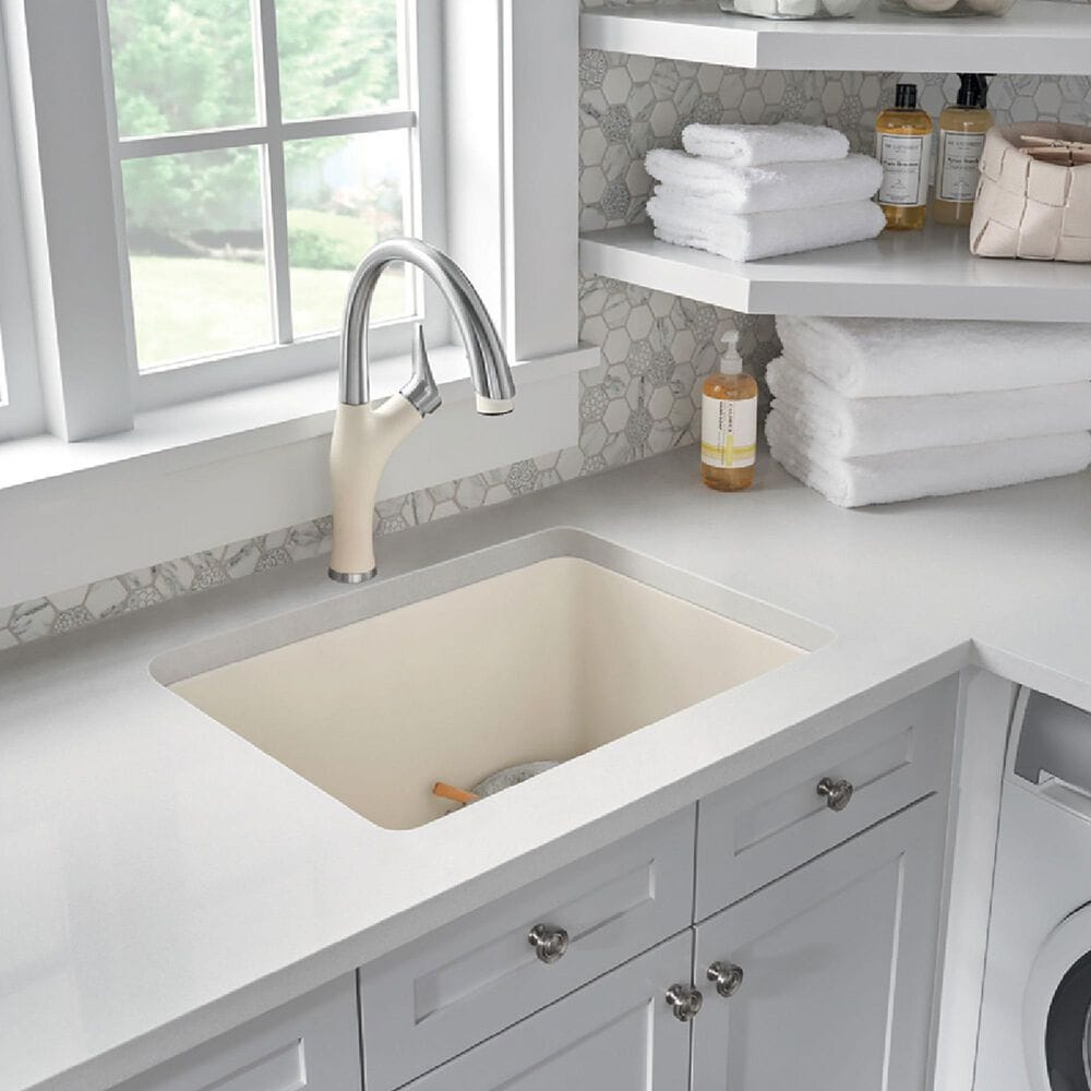Blanco Liven 25&quot; Dual Mount Laundry Sink in Soft White, , large