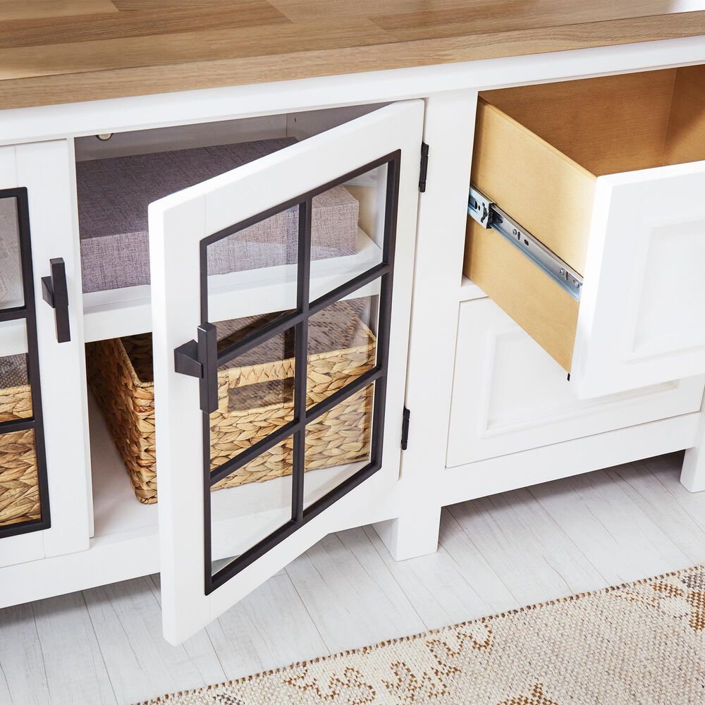 Ashley Ashbryn 74&quot; TV Stand in White and Natural, , large